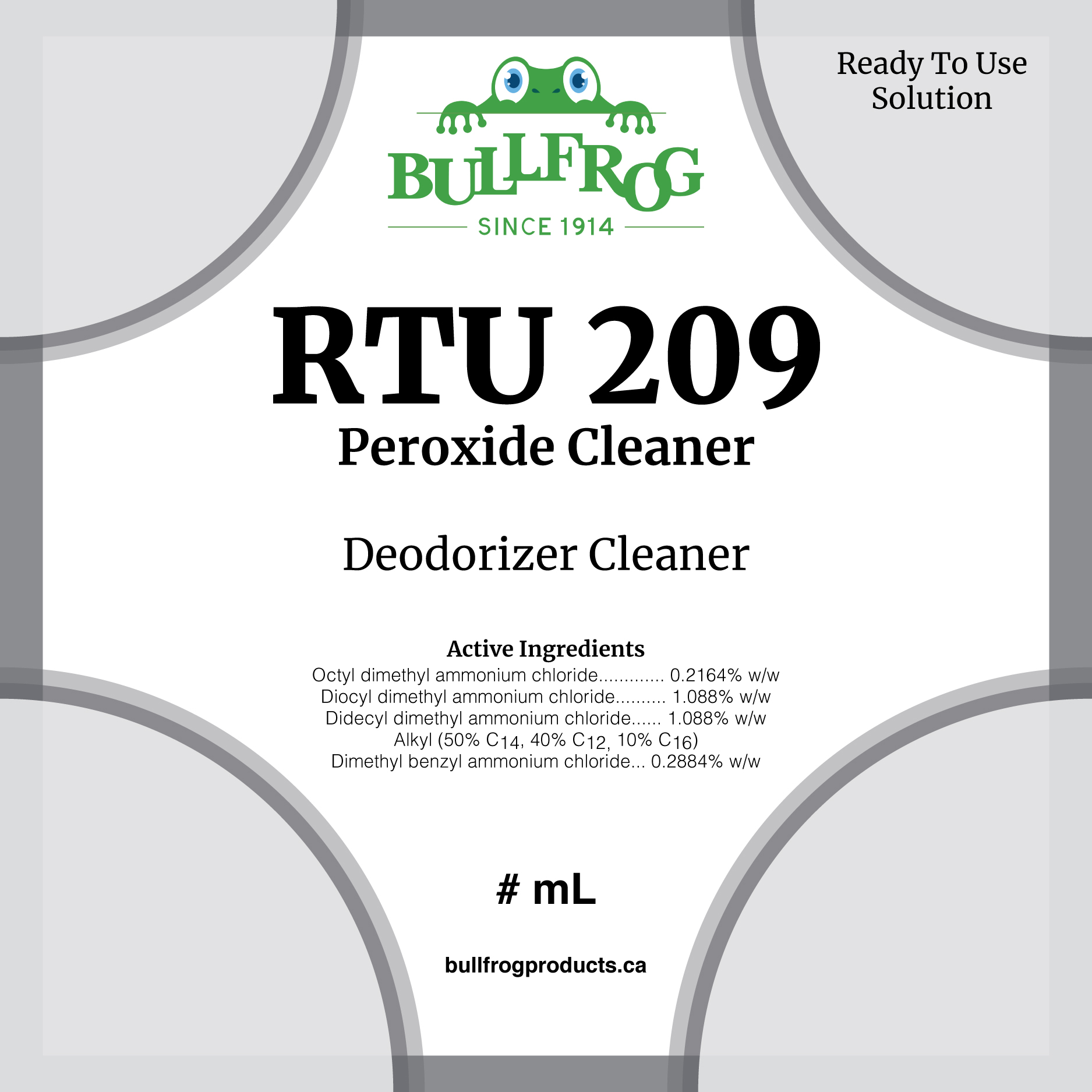 RTU 209 Front Label image and 1L squeeze bottle image